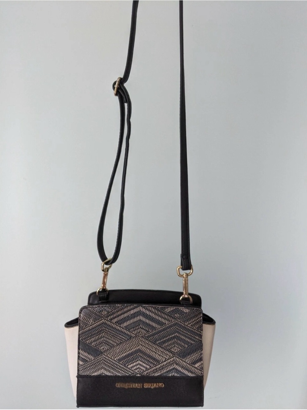 Christian Siriano Black and Metallic Chevron Mini Crossbody - Picture 4 of 5